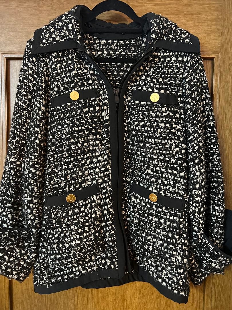 ツイードフード付きジャケット