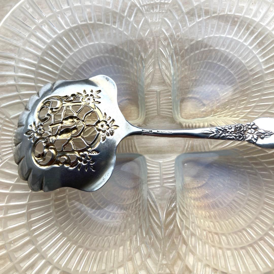 純銀　ナッツ　スプーン　透かし　Love bird