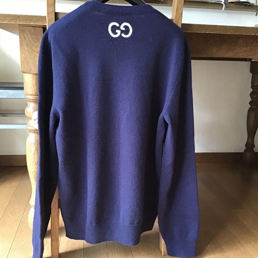 GUCCI カシミヤセーター！軽くて暖かい！濃紺！バックロゴ！美品！