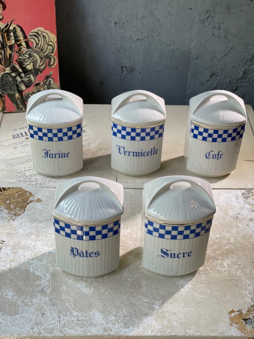 【フランス便】アンティーク◆陶器キャニスター5個セット/◆ SALE~2/10迄