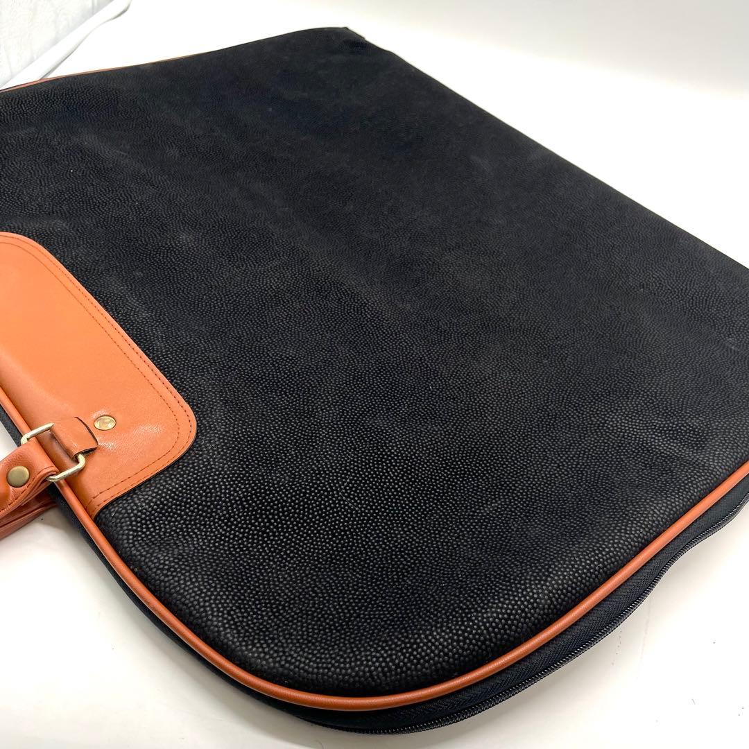 ネイチャーワールド ガーメントバッグ 衣装収納 ハンガー付き スエード 革 黒