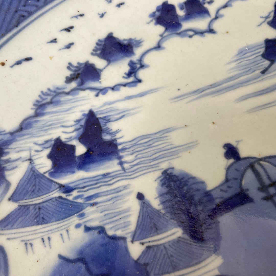 古伊万里染付風景図大皿