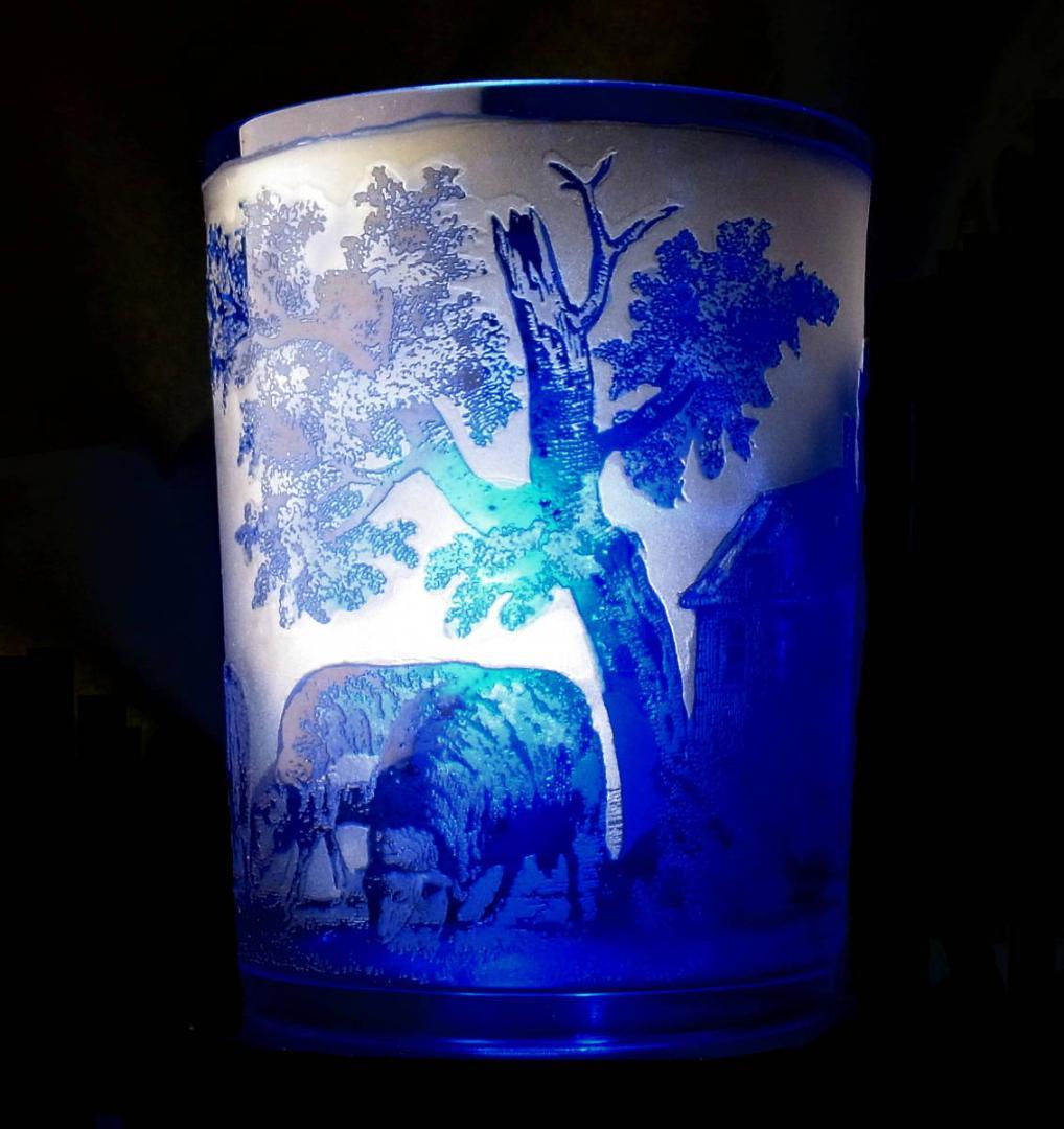 【稀少】オールドバカラ 色被せ重厚グラス タンブラーゴブレ 羊飼いの少年