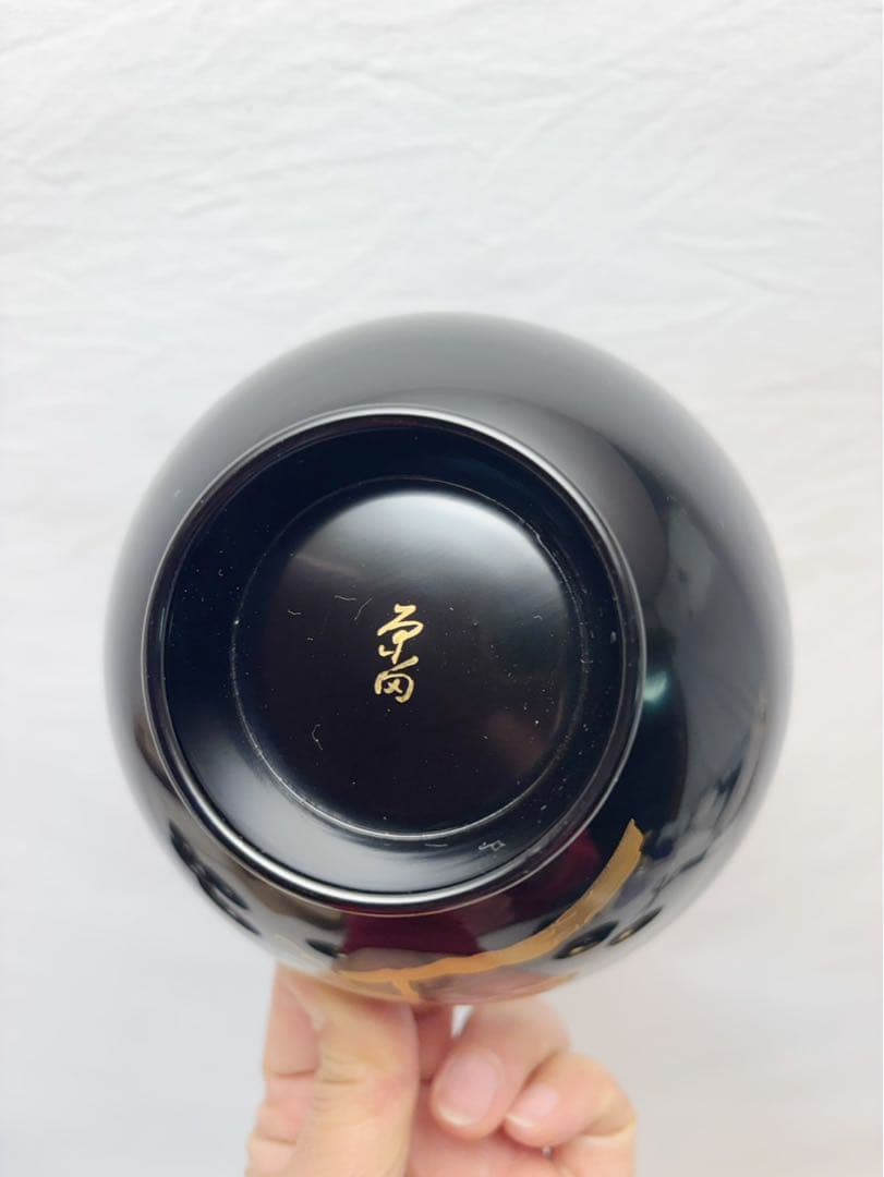 未使用 懐石道具 木製黒真塗り 本堅地 松蒔絵 吸物椀 5客揃 共箱