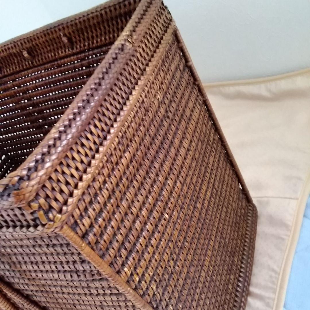 年代不明！両ハンドルかご！籐籠竹籠 竹細工 竹編みカゴ 小物入れ！経年美品！
