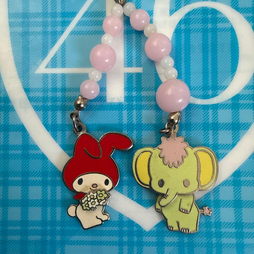 マイメロディとぞうさんストラップ　平成レトロ