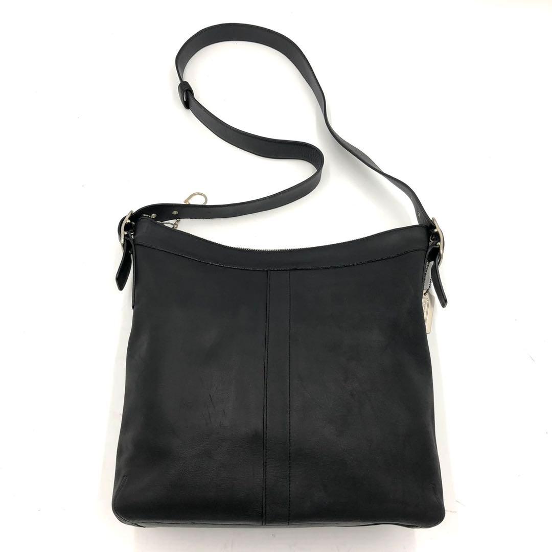 コーチ ショルダーバッグ ブラック 黒 レザー 革 斜め掛け A4収納可