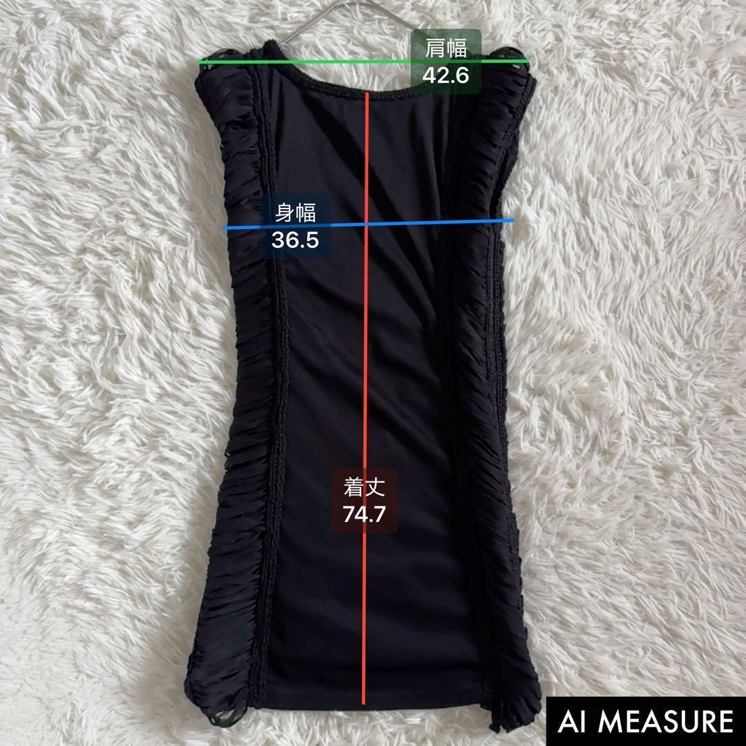 ジャンポールゴルチエ ノースリーブワンピース サイドギャザー ストレッチ素材 黒