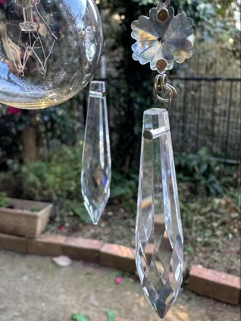 フランス アンティーク スノーフレークとアイシクルドロップの冬ミニシャンデリア＊