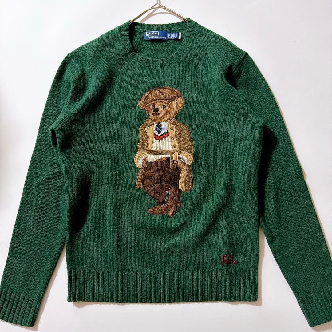 25年製✨️キャメル混 ラルフローレン ポロベア ウールカシミヤニット M相当