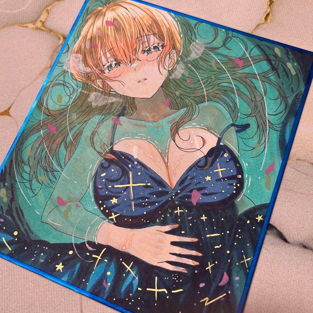 は*む様 手描きイラスト アナログ イラスト 色紙 オリジナルイラスト 原画