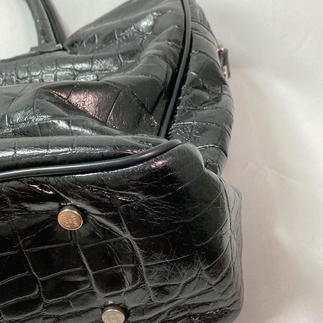 【美品】Pyloot パイロット ブリーフケース クロコ型押し イタリア製 BK