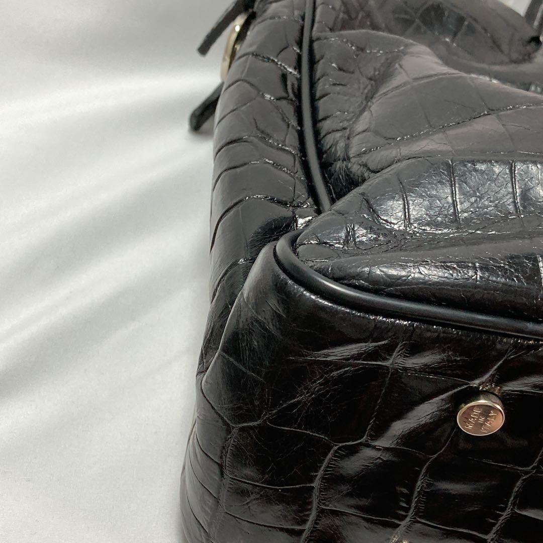 【美品】Pyloot パイロット ブリーフケース クロコ型押し イタリア製 BK