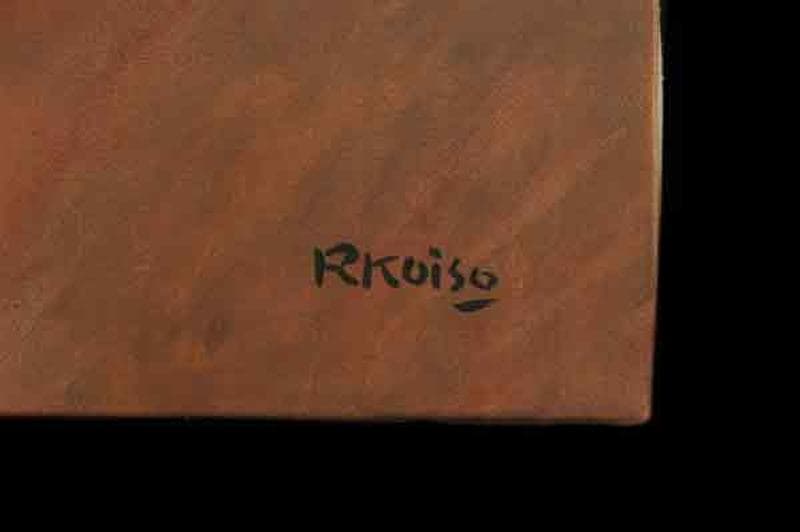 小磯良平　油彩　肉筆『バレリーナの休息』表と裏サイン　鑑定　P8　額無　b379