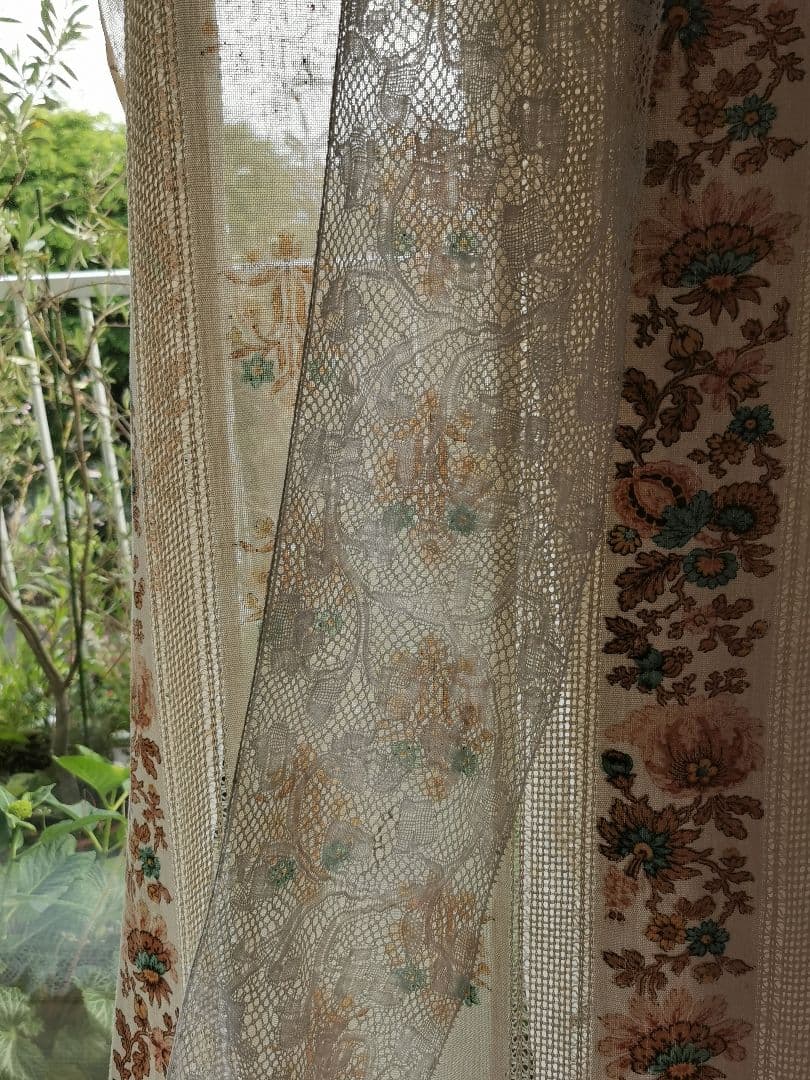 アンティークベルギー バンシュボビンレース ロングマフラー ハンドメイドショール