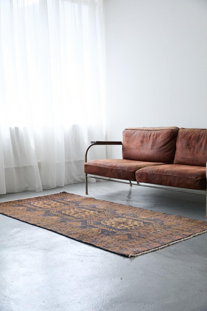 ヴィンテージラグ　トライバルラグ　バルーチ族（205×102cm）茶・濃茶・紺