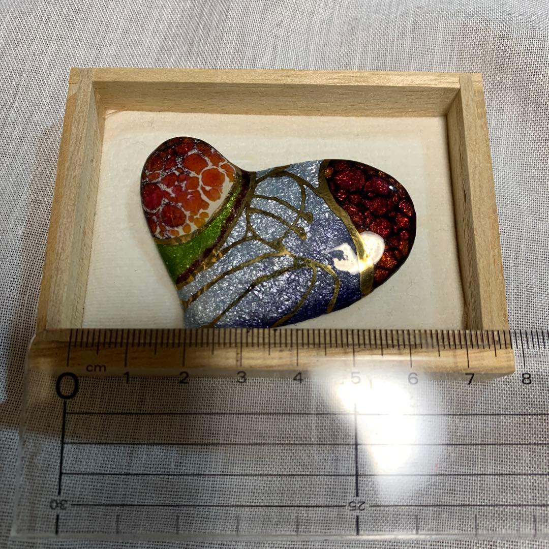 未使用◾️七宝焼ブローチ◾️日展作家 西山美恵子作　ハート型　木製箱付き
